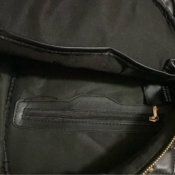 Badgley Mischka Black Quilted Backpack Gold Studded Hardware Adjustable Straps - Picture 10 of 14